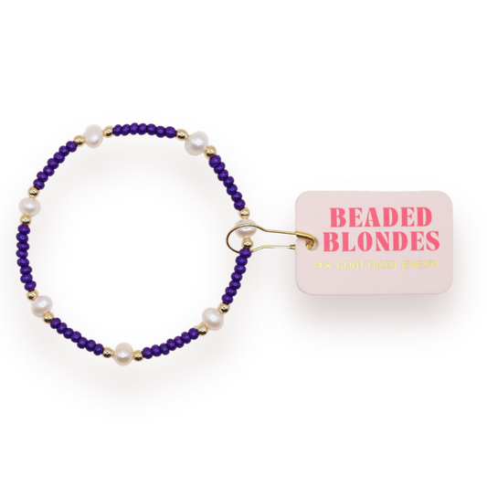 Dark Purple Pearl Bracelet: Standard 6.75 inch | Beaded Blondes