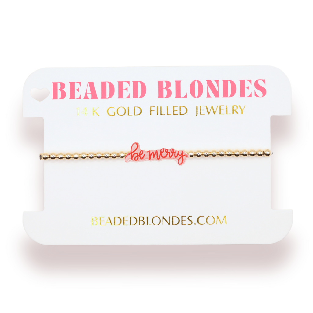 Be Merry Gold Bracelet: Standard 6.75 Inch | Beaded Blondes