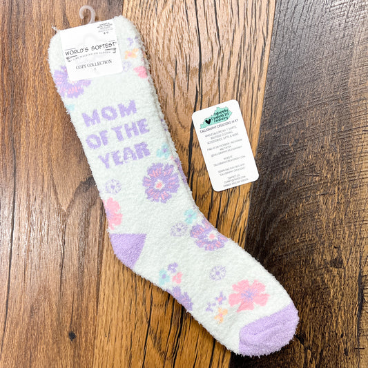 Mom Of The Year Holiday Spring Light Weight Cozy Crew| World’s Softest Socks