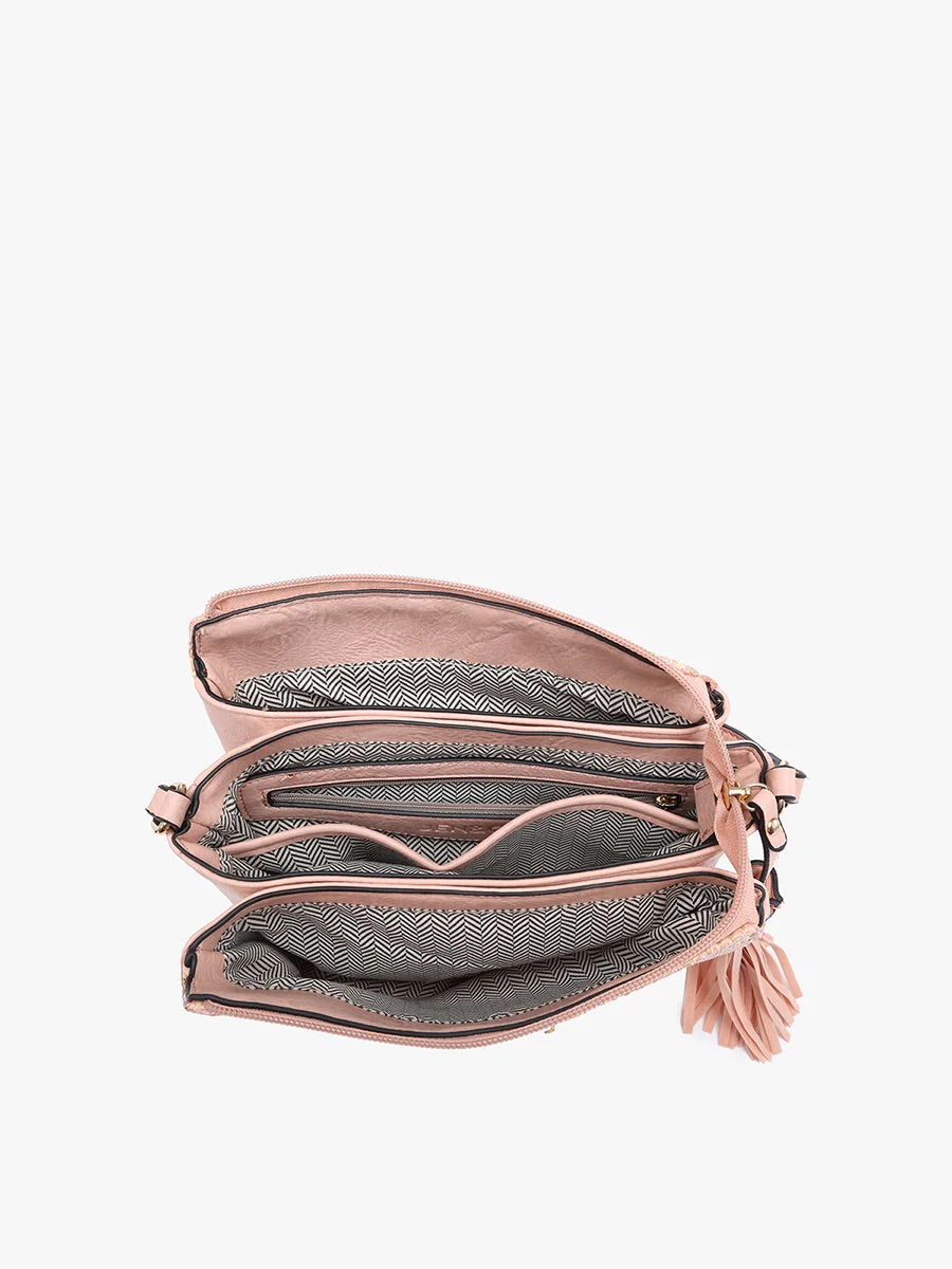 Tan/Pink Pattern Sabrina Crossbody Purse