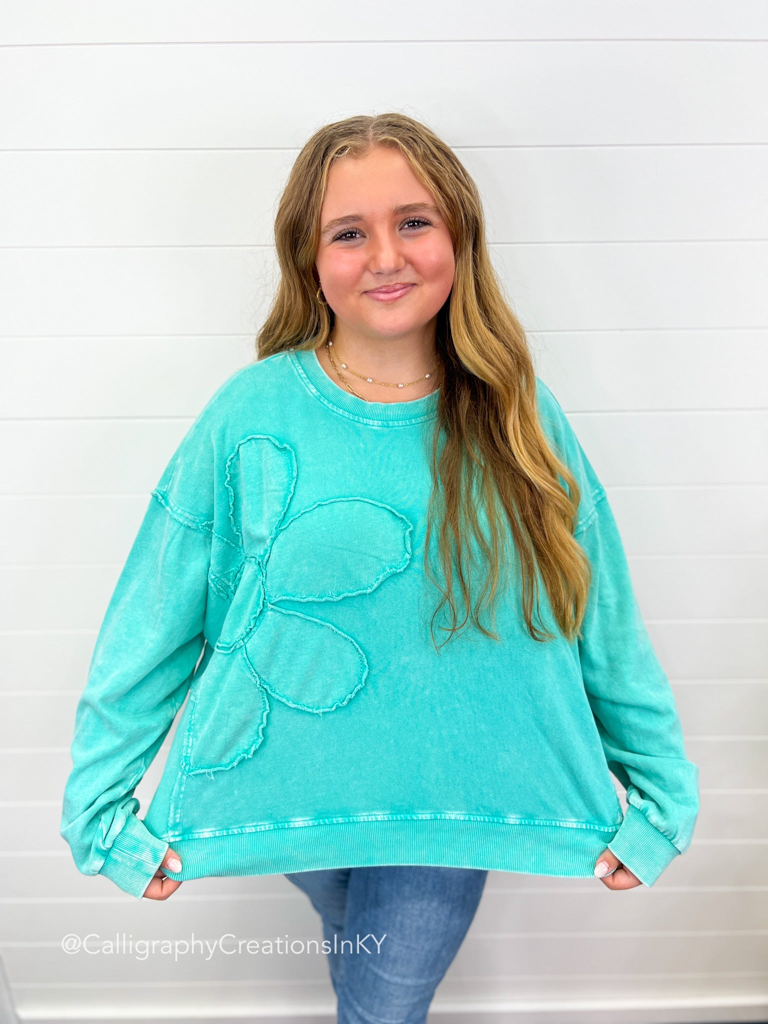 Seafoam | Flower Power Pullover *FINAL SALE*