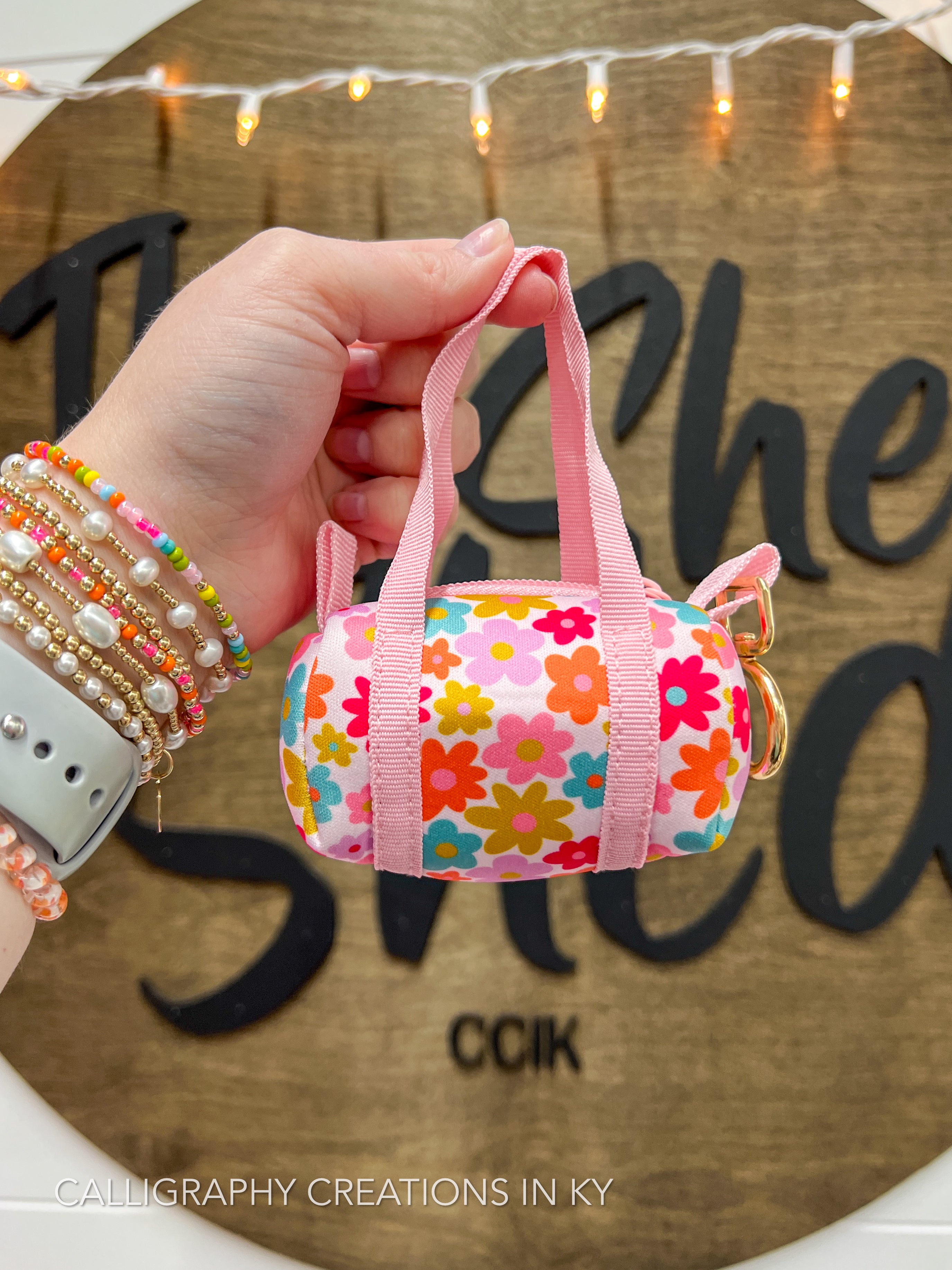 Bag Charm - Mini Purse Keychain - Retro Floral