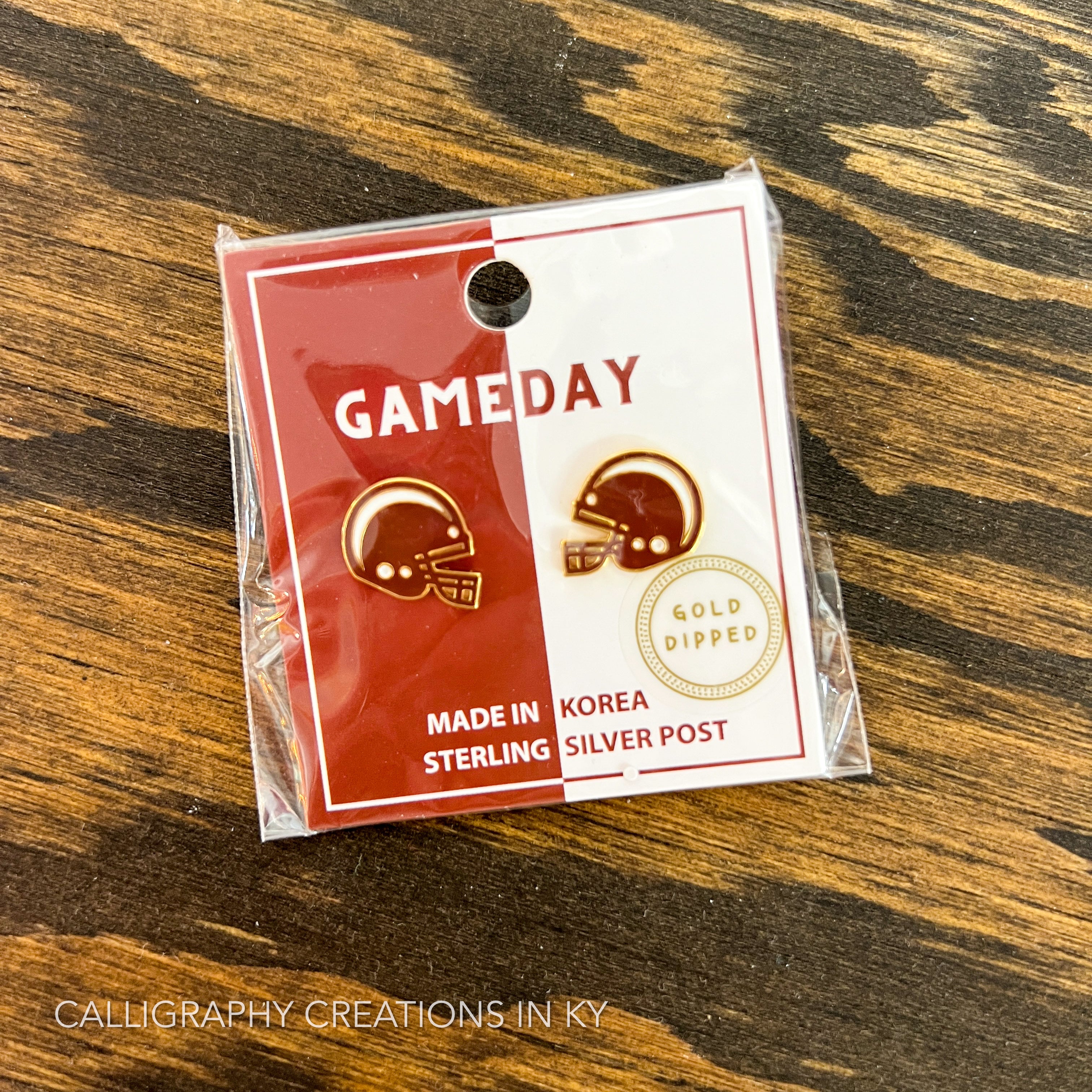Burgundy Football Helmet Earrings