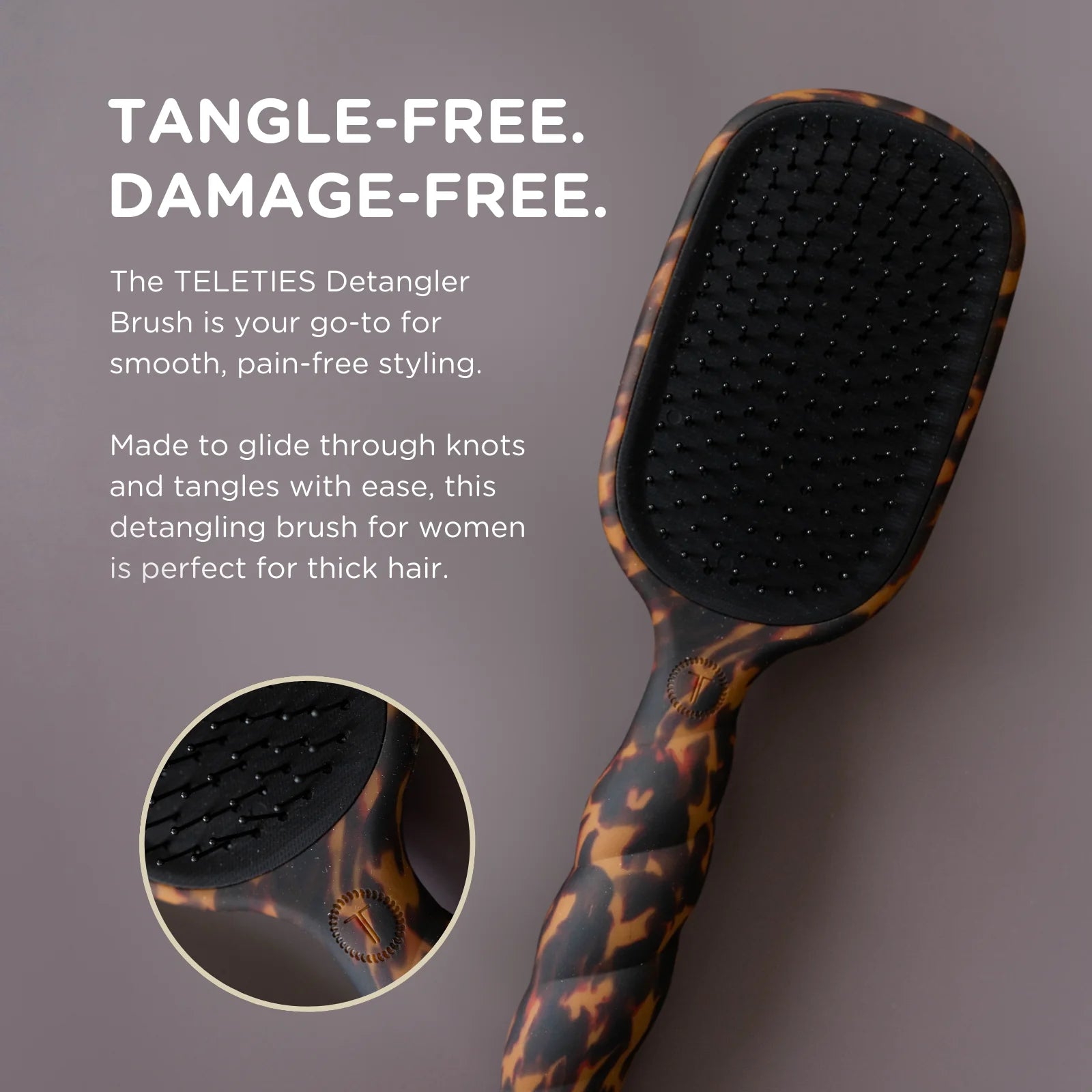 TELETIES Detangler Hair Brush for Thick Hair – Tortoise