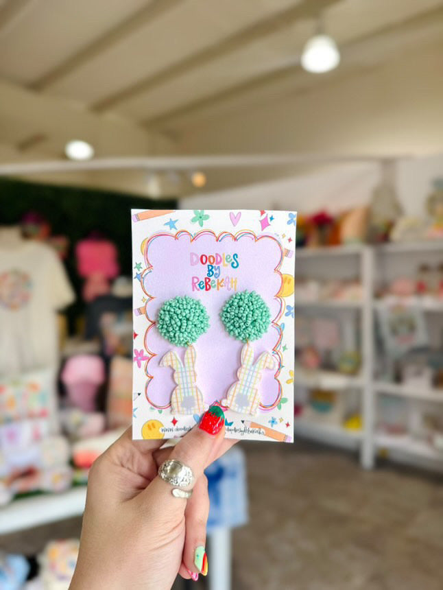 Gingham Bunny Earrings • Doodles By Rebekah