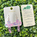 Pink Confetti Cross Earrings
