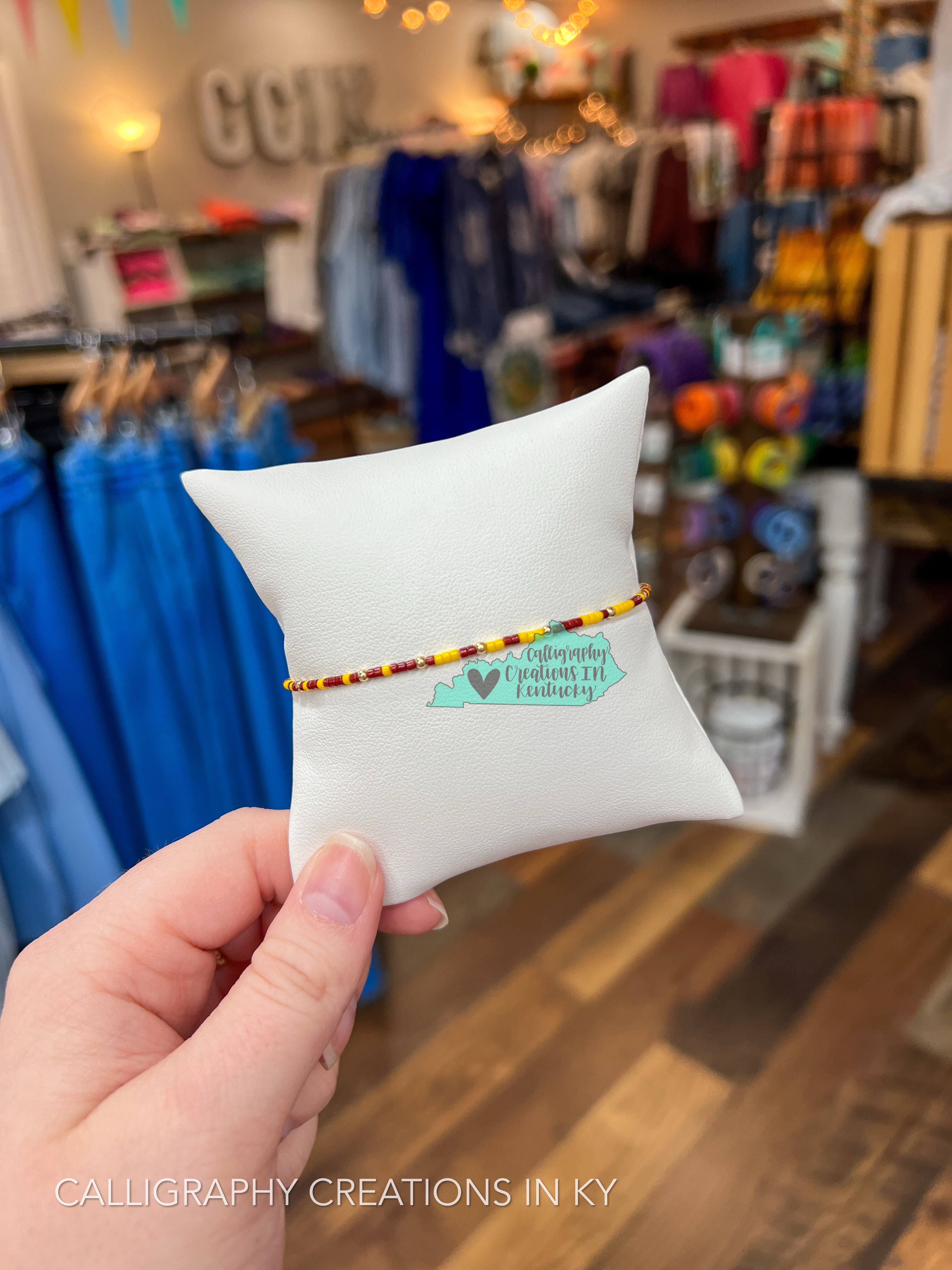 Burgundy/Gold 14K Gold Filled Bracelet (Waterproof)