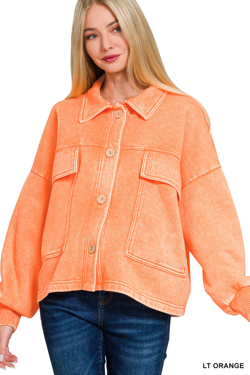 Lt. Orange | Acid Wash Crop Shacket