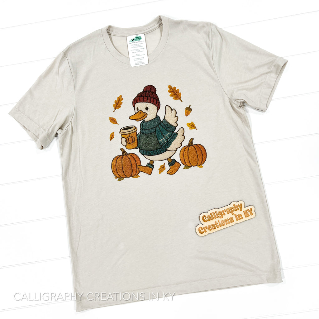 Faux Embroidered Fall Goose Tee
