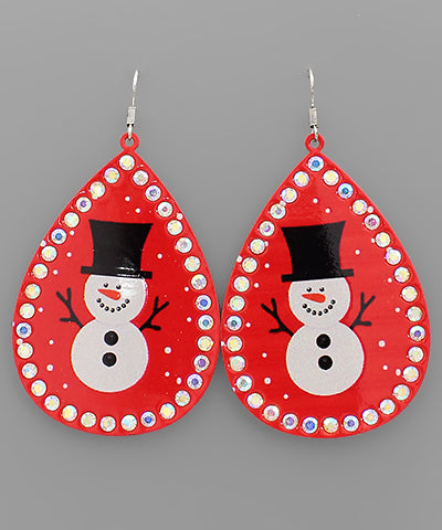 Snowman Teardrop Earrings