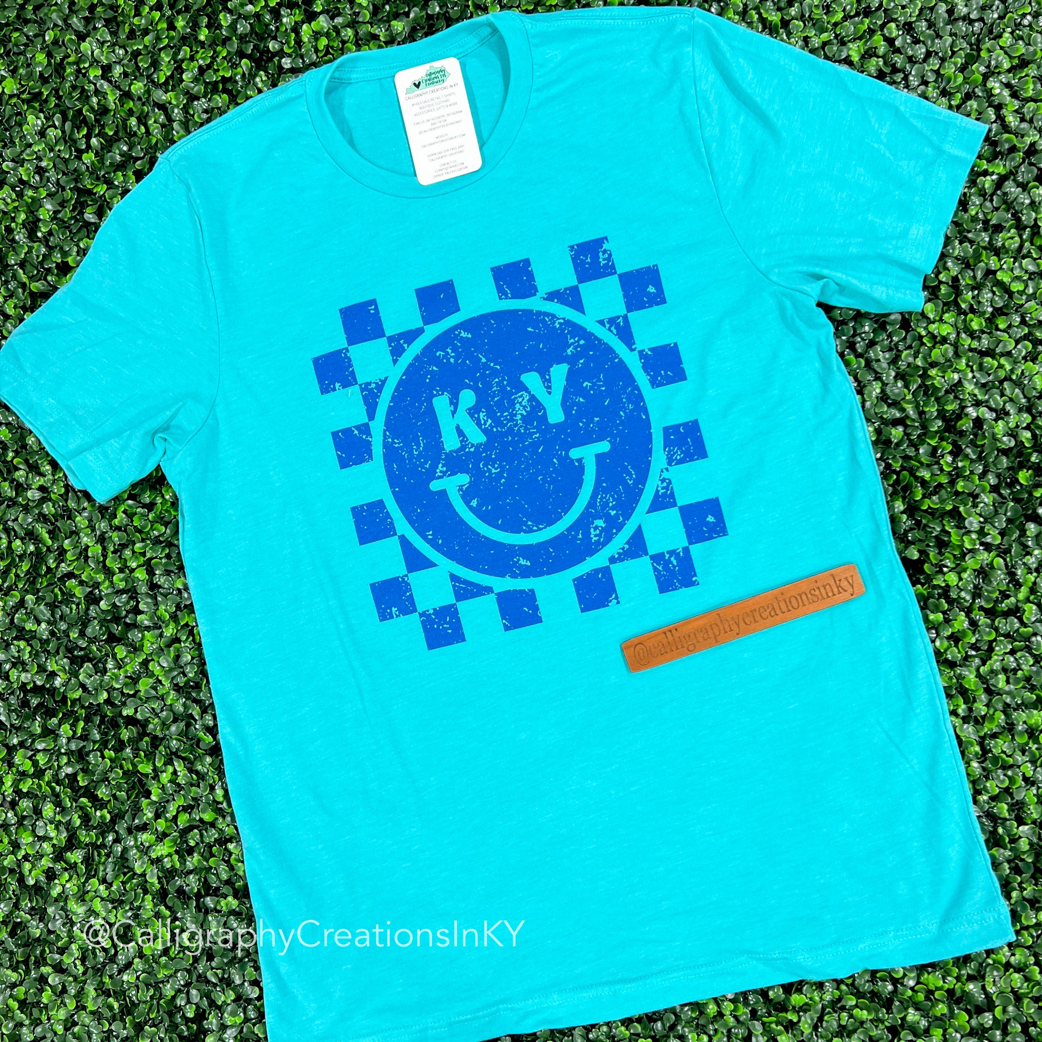 Teal KY Check Tee *FINAL SALE*