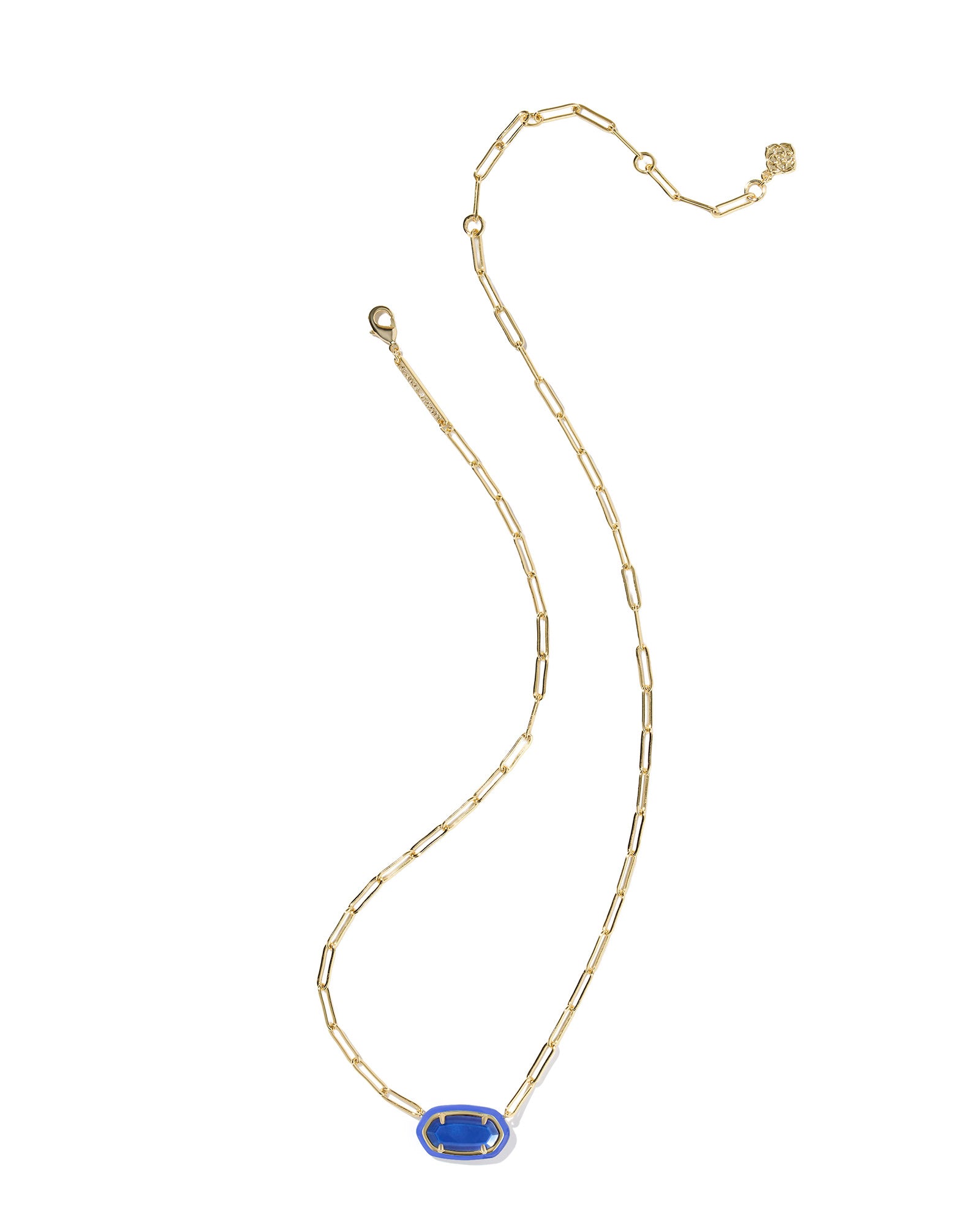 Kendra Scott Elisa Enamel Frame Paperclip Necklace - Gold Cobalt Illusion