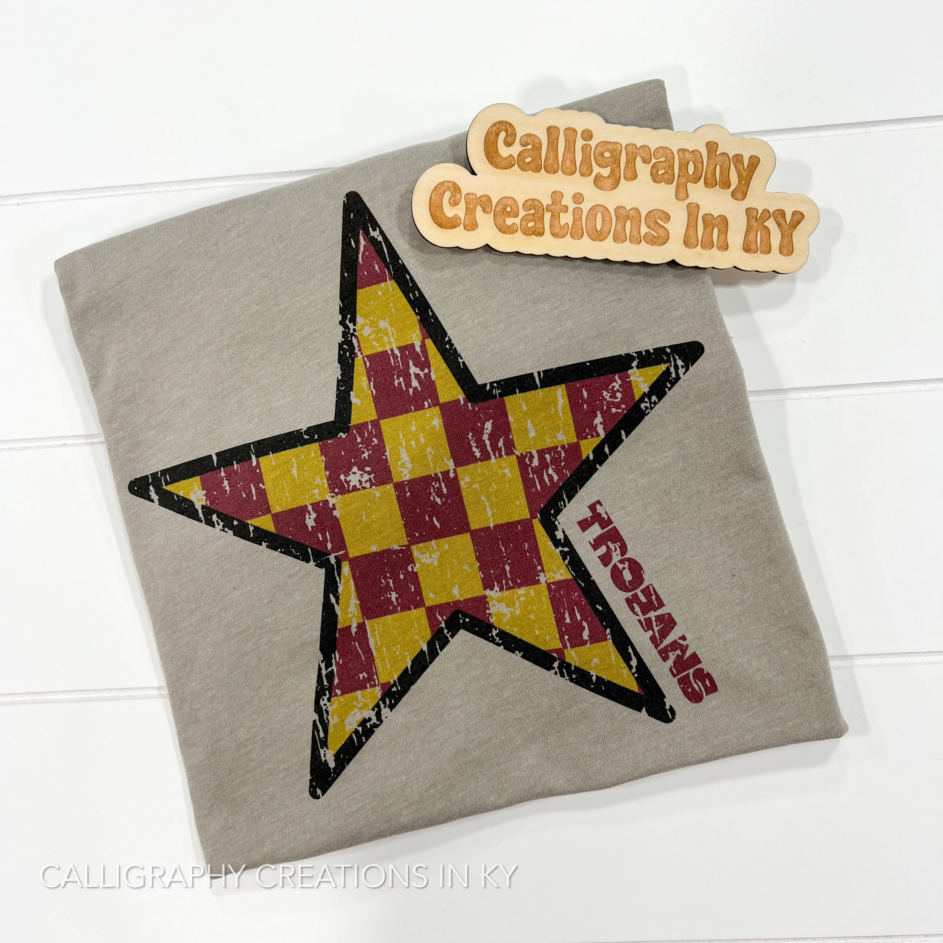 Trojans Checkered Star Tee