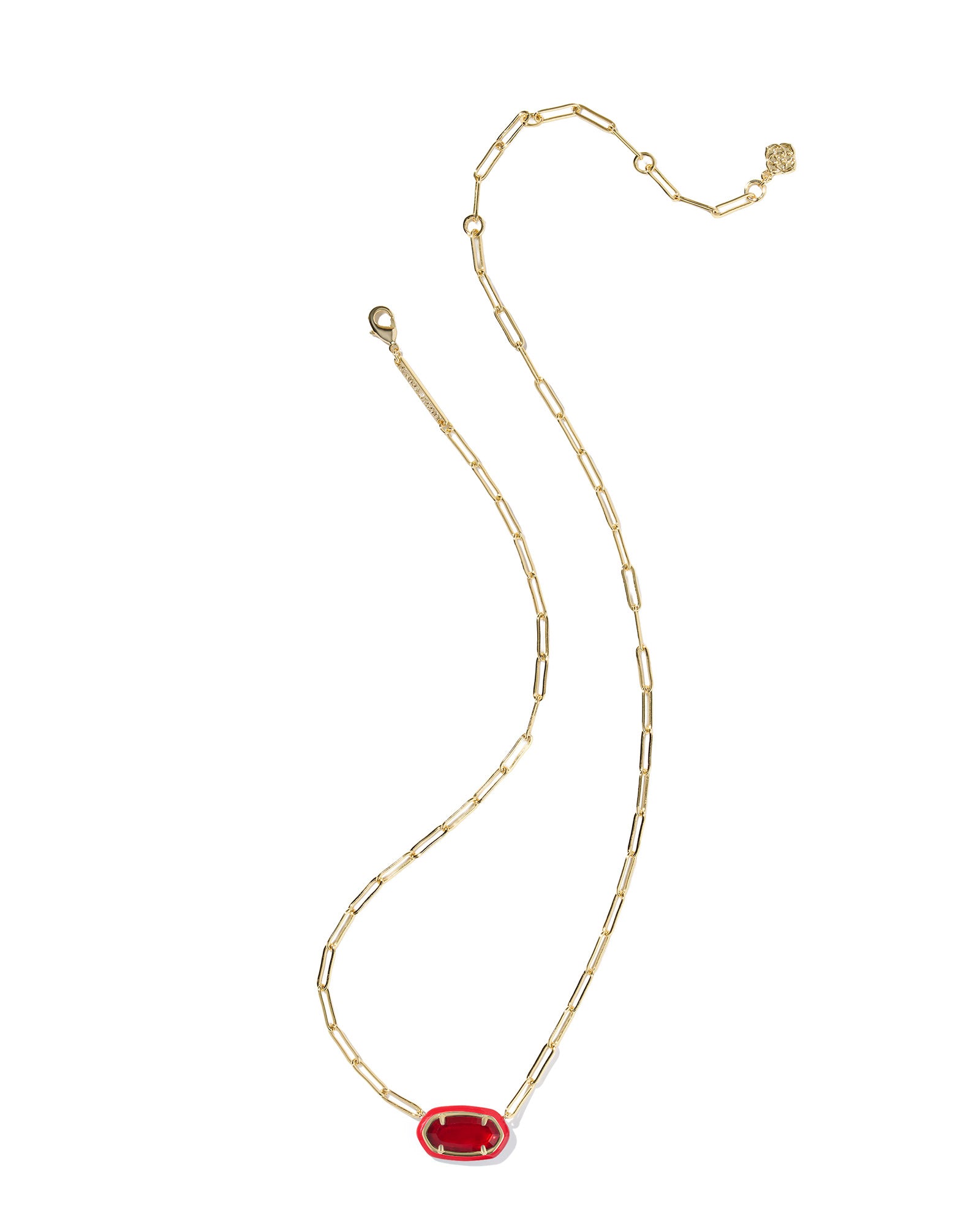 Kendra Scott Elisa Enamel Frame Paperclip Necklace - Gold Red Illusion