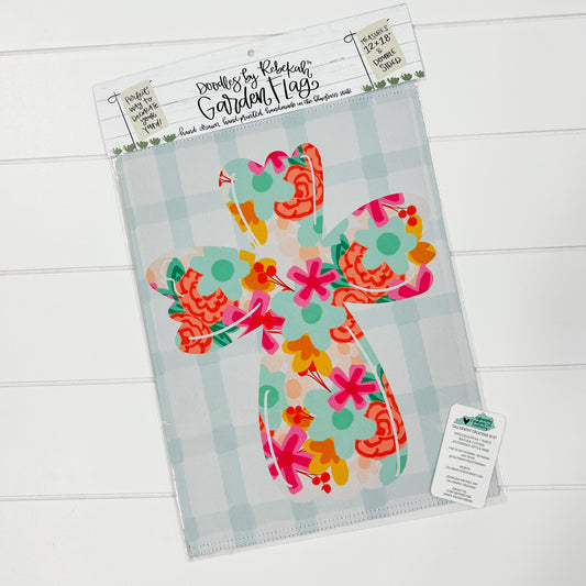 Floral Cross Garden Flag