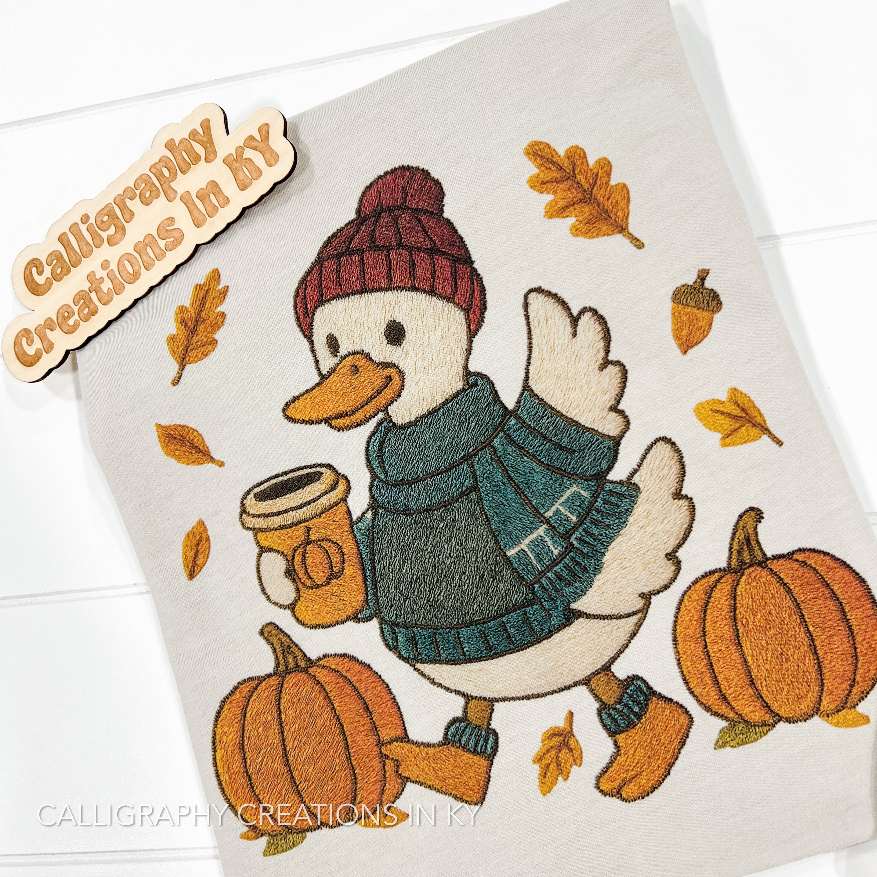 Faux Embroidered Fall Goose Tee