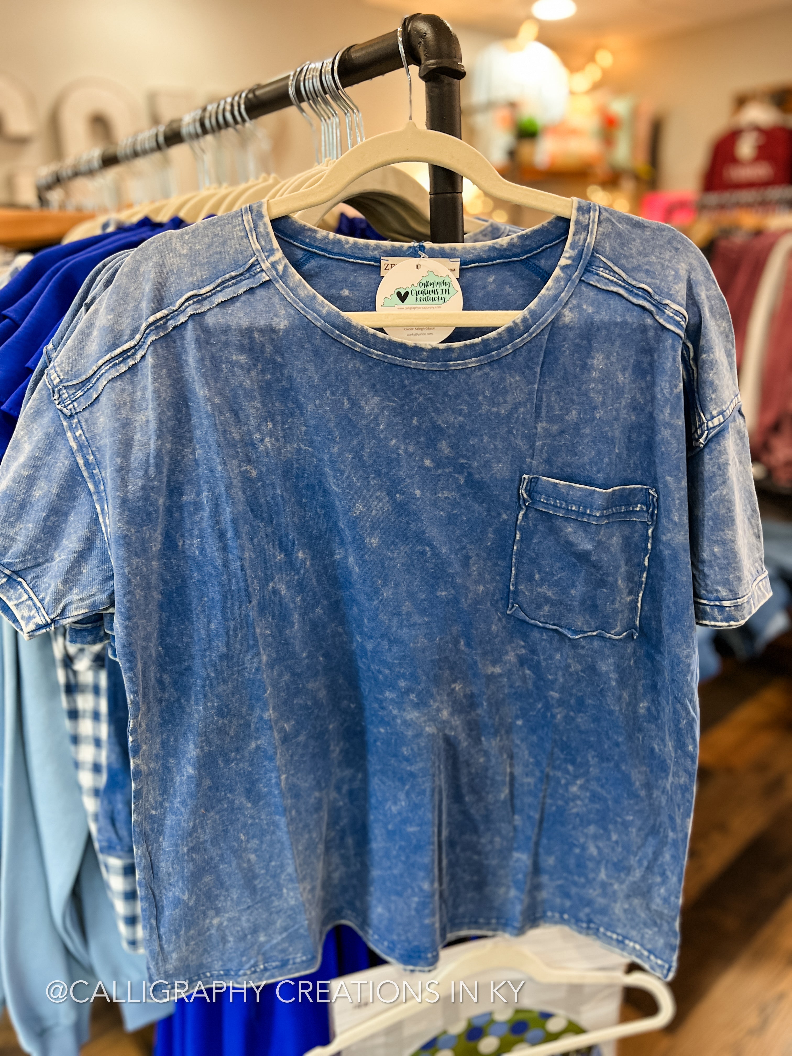 Blue | Acid Washed Pocket Tee