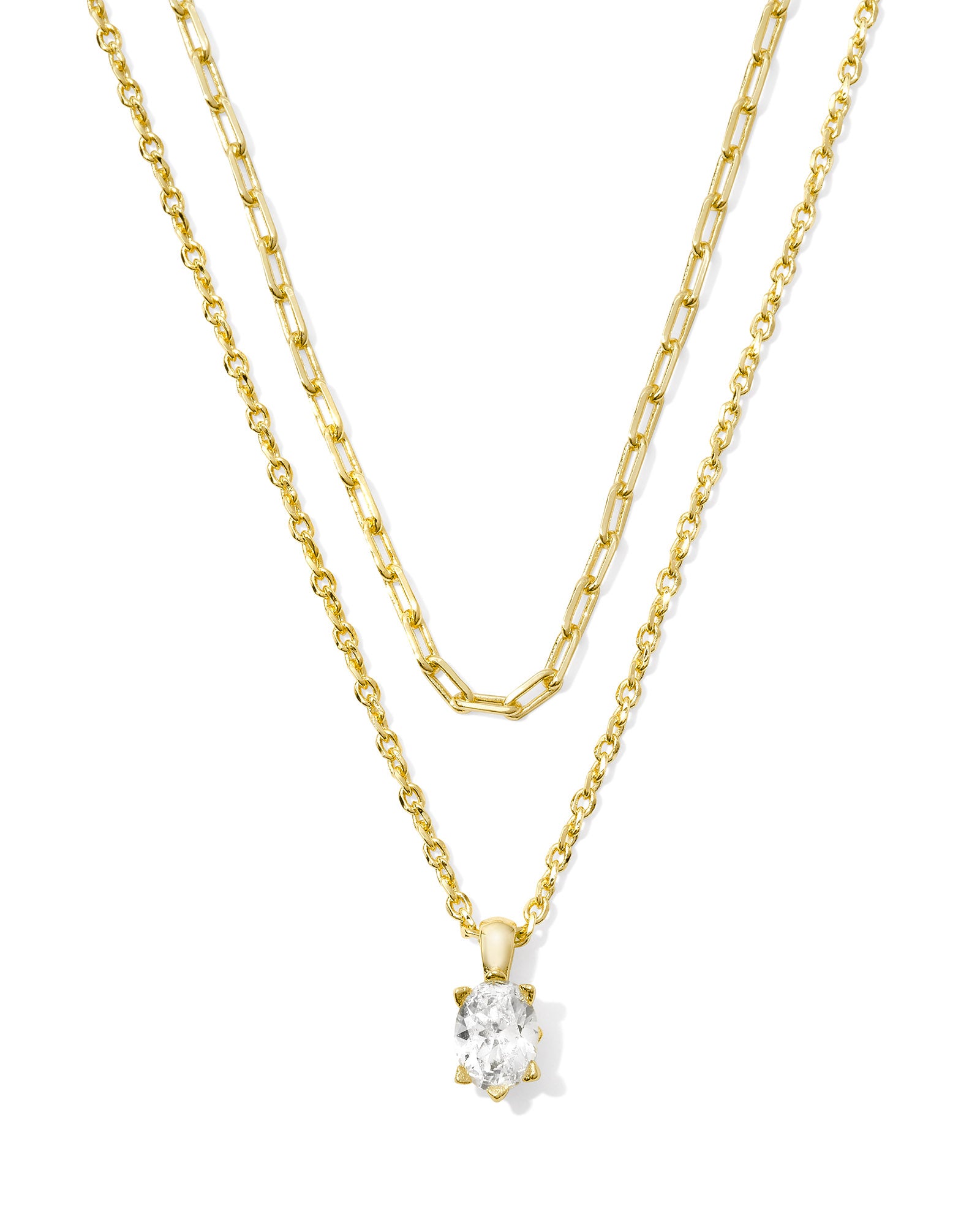 Kendra Scott Cailin Multi Strand Necklace - Gold White Crystal