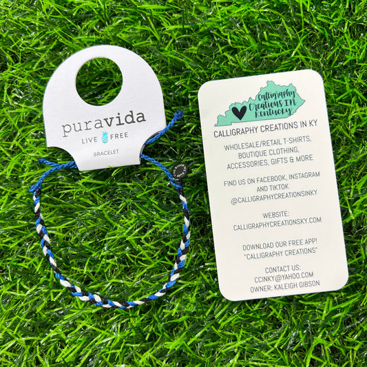 Custom Pura Vida Mini Braided Bracelet • Blue & White