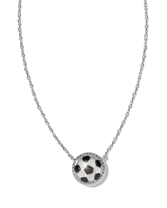 Kendra Scott Soccer Short Pendant Necklace - Rhodium Ivory Mother Of Pearl