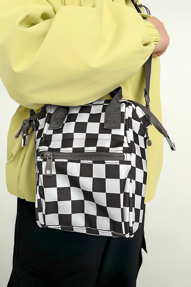 Black Checkered | Crossbody Backpack