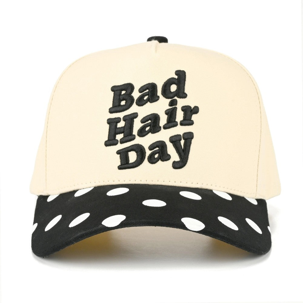 Polka Dot Bad Hair Day Embroidered Hat