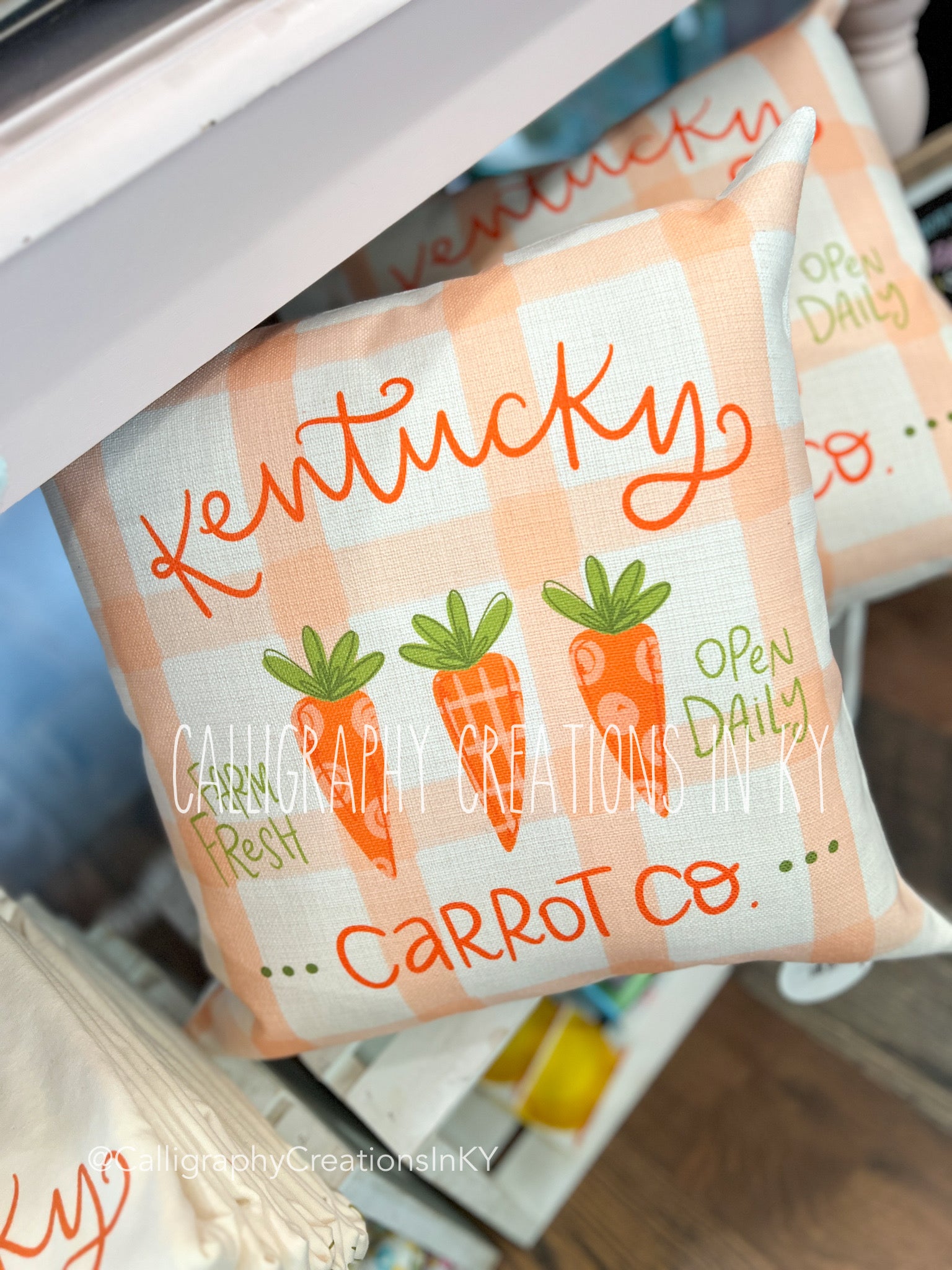 Carrot Co. Kentucky Square Pillow • Doodles by Rebekah