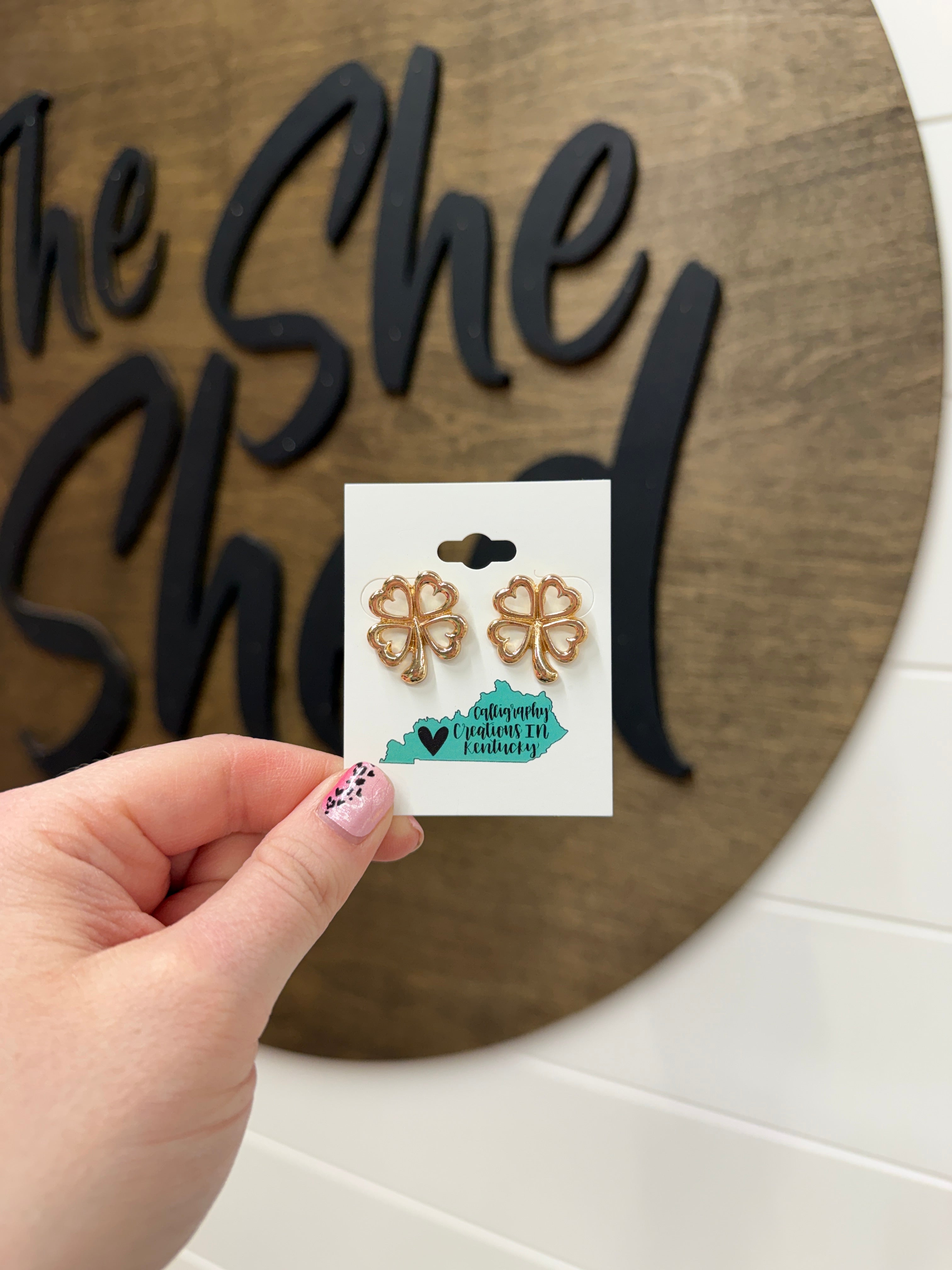 Gold Clover Stud Earrings