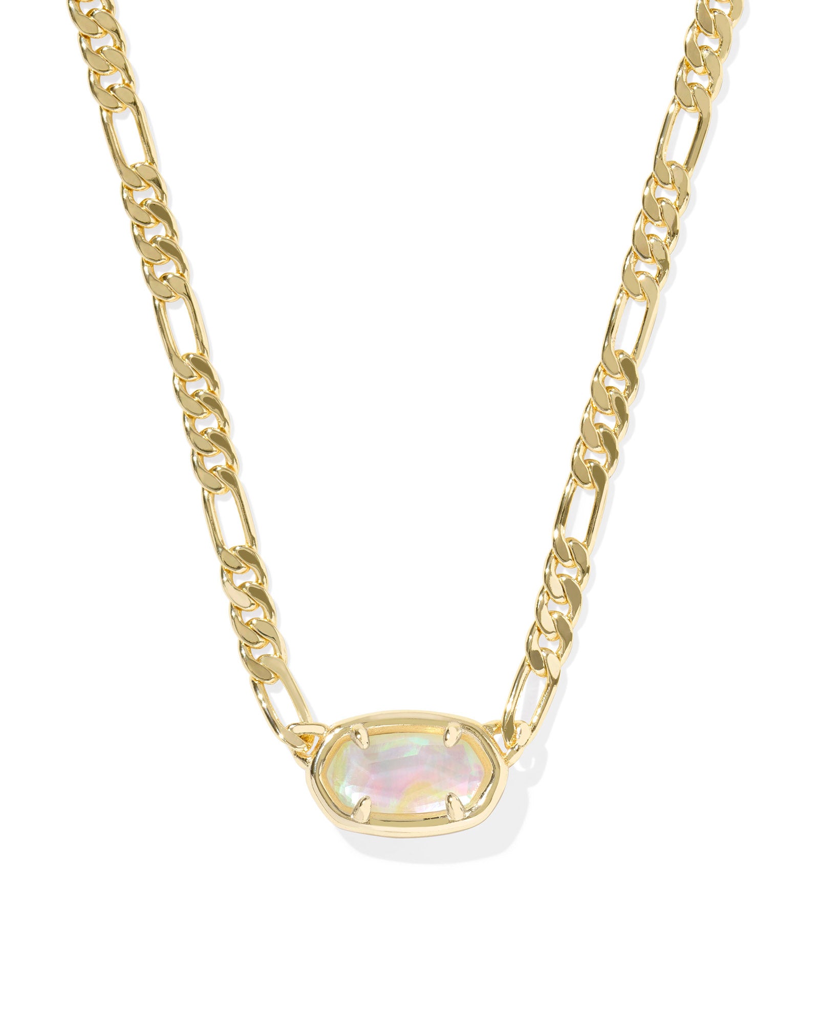 Kendra Scott Elisa Figaro Chain Short Pendant Necklace - Gold Iridescent Abalone