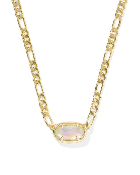 Kendra Scott Elisa Figaro Chain Short Pendant Necklace - Gold Iridescent Abalone