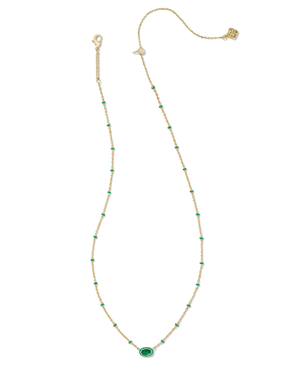 Kendra Scott Mini Elisa Enamel Frame Short Pendant Necklace - Gold Emerald Illusion