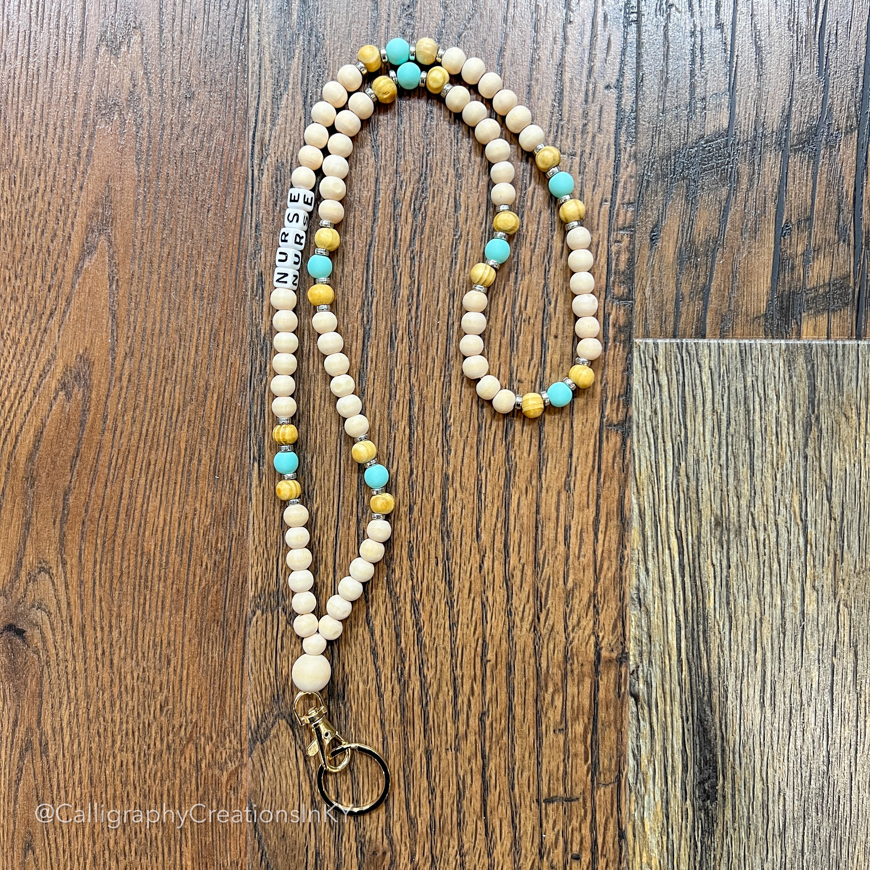 Nurse Wood Bead Lanyard