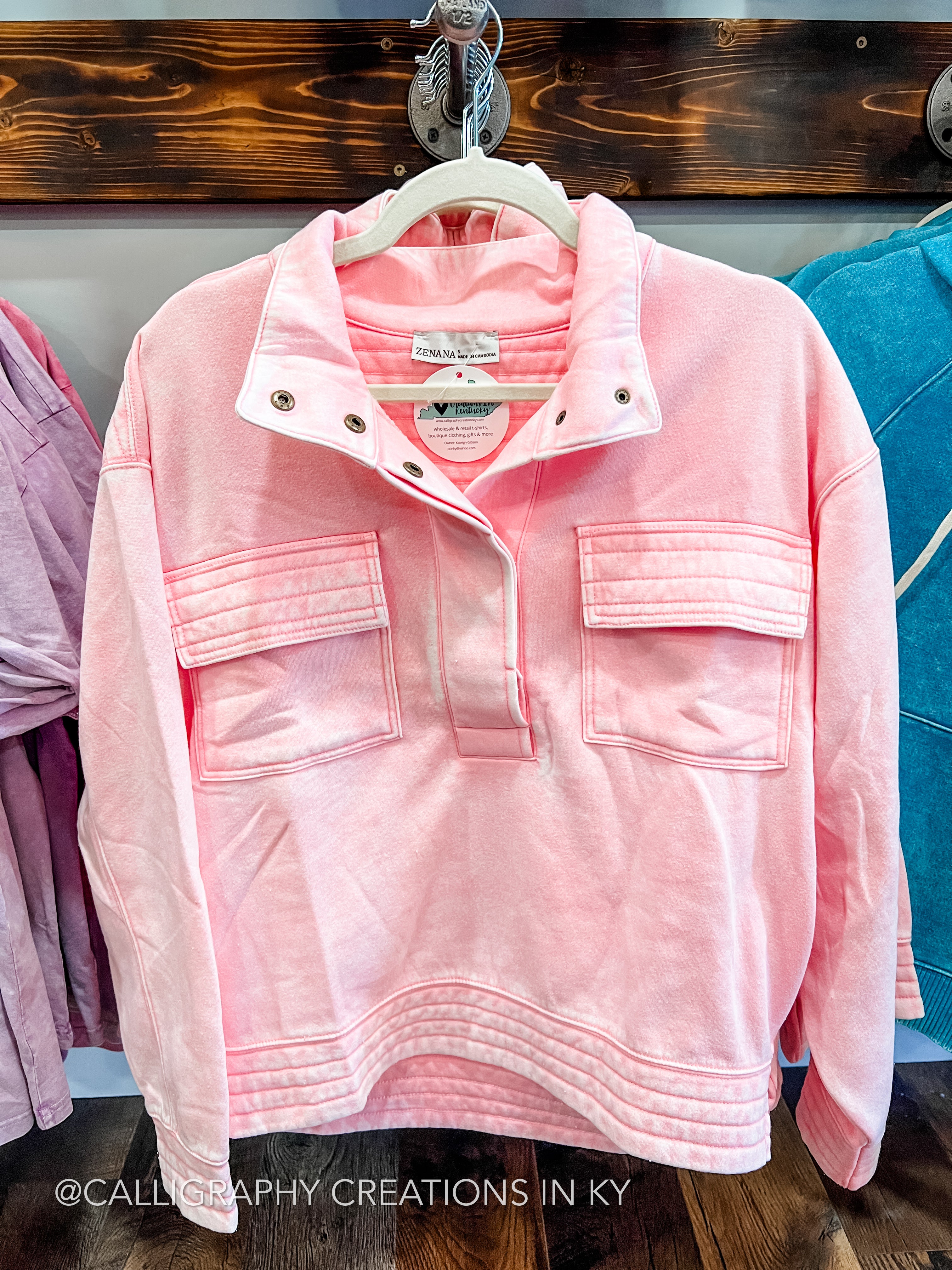 Light Pink | Button Front Sweatshirt