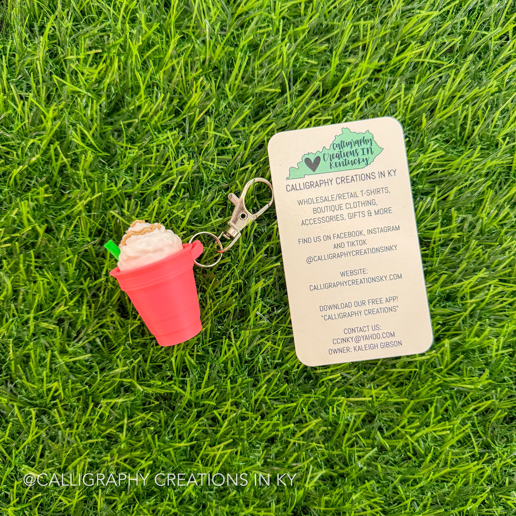 Neon Pink Frappe Fidget Clicker Keychain