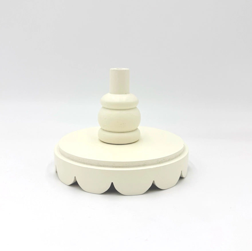 Wooden topper base with scalloped bottom