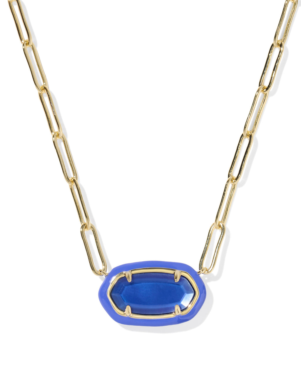 Kendra Scott Elisa Enamel Frame Paperclip Necklace - Gold Cobalt Illusion