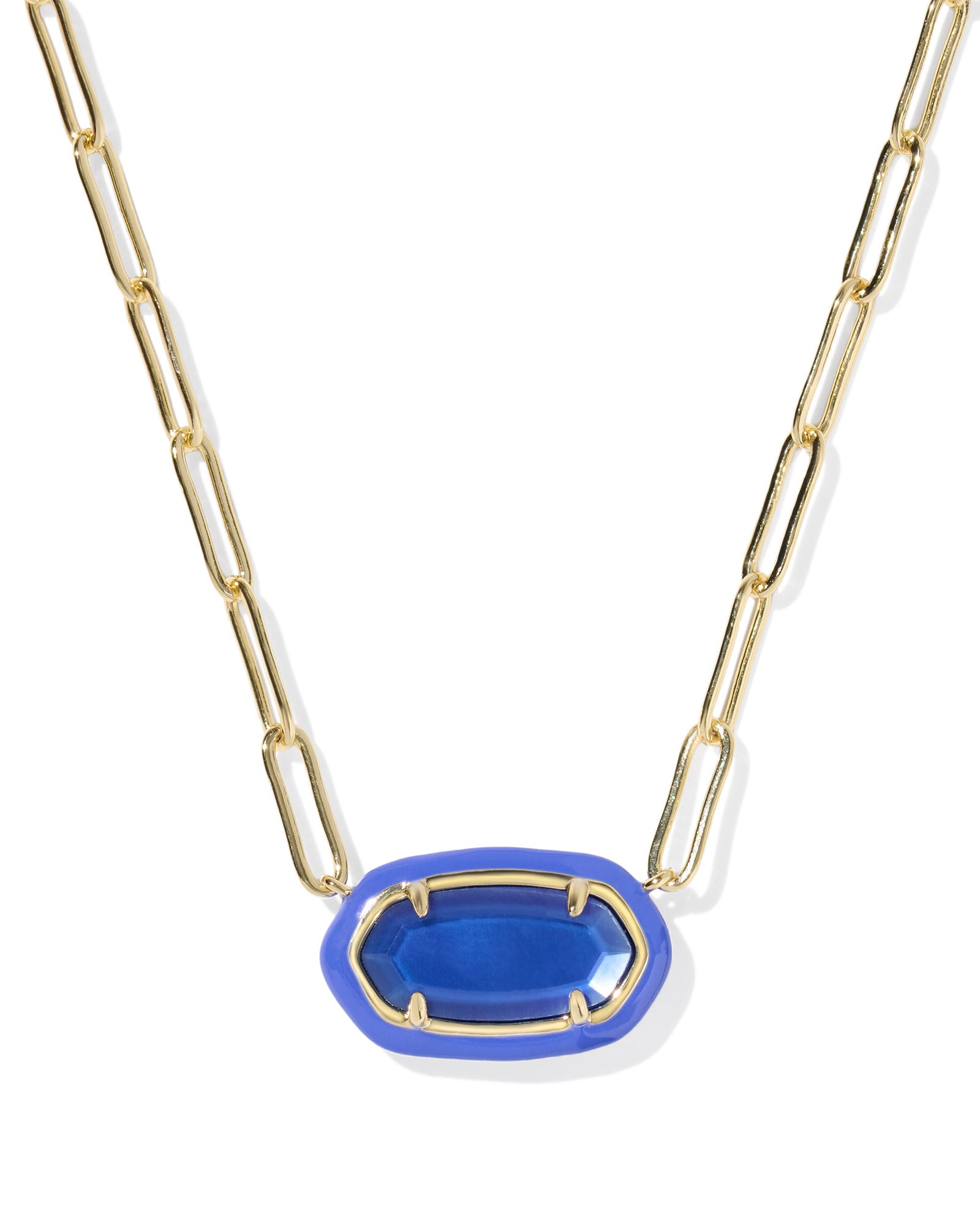 Kendra Scott Elisa Enamel Frame Paperclip Necklace - Gold Cobalt Illusion