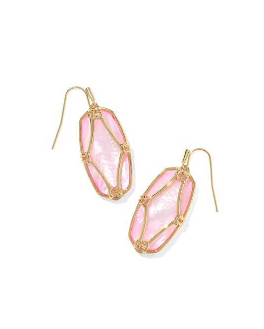 Kendra Scott Elisa Lattice Frame Drop Earrings - Gold Blush Ivory Mother Of Pearl