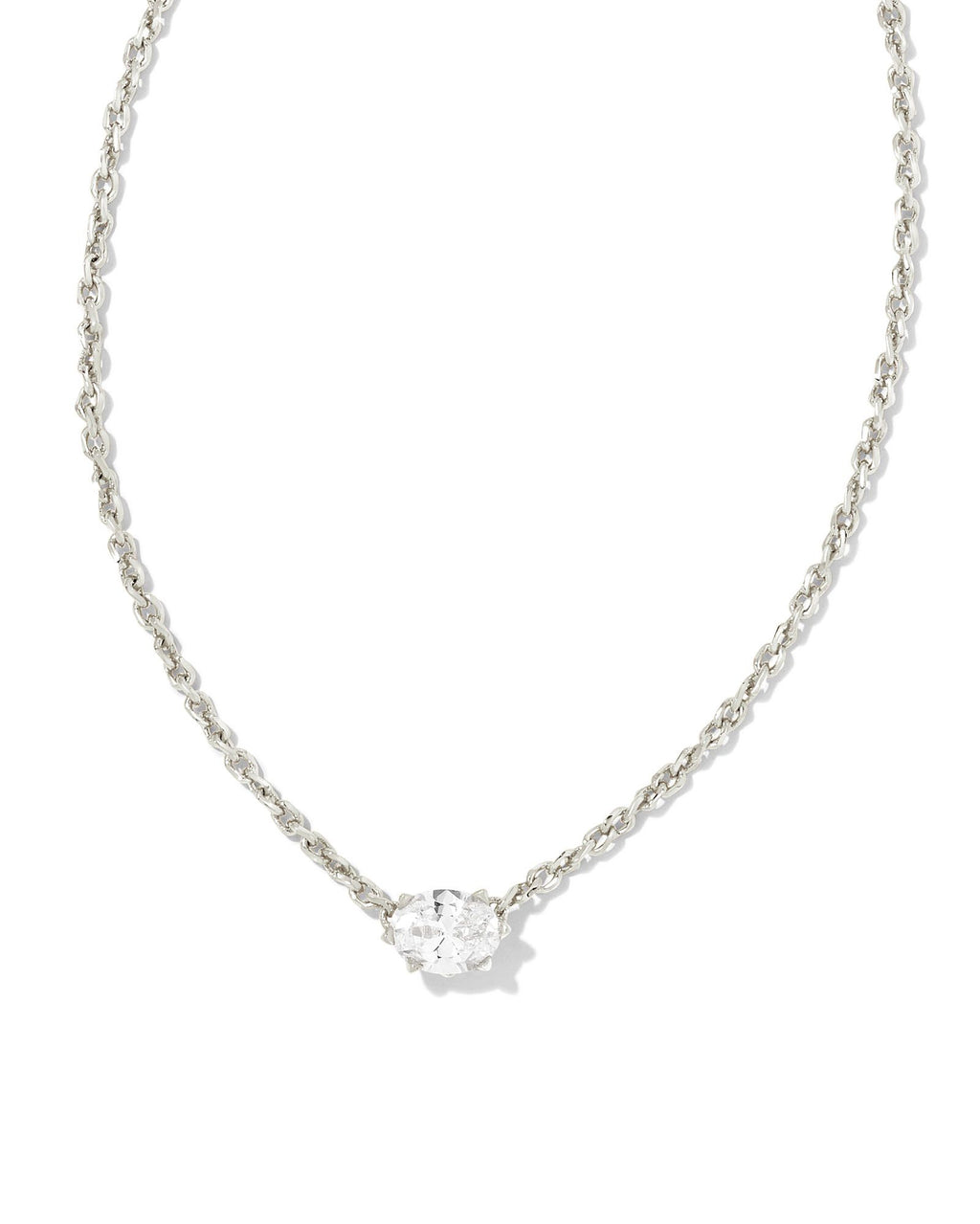Kendra Scott Cailin Pendant Necklace - Rhodium Metal White CZ