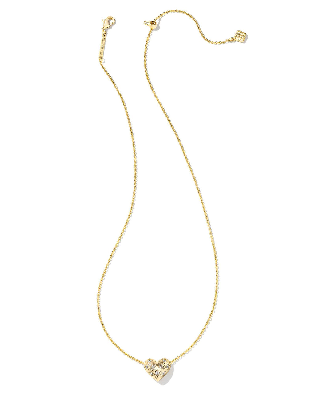 Kendra Scott Holland Heart Short Pendant Necklace - Gold White Crystal