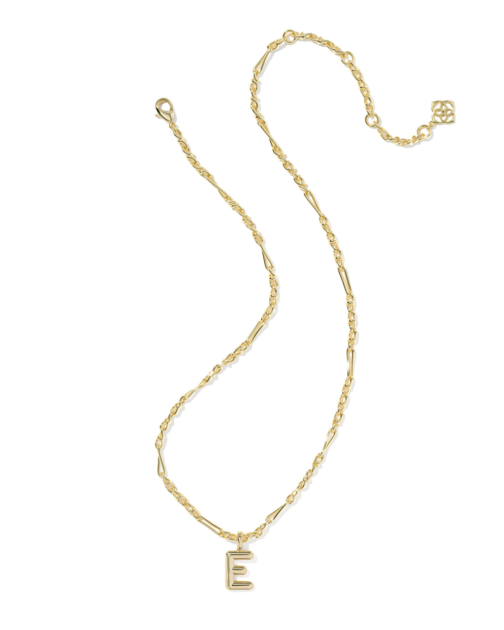 A delicate gold chain necklace featuring a small, openwork triangular pendant with the letter 'A' in the center, displayed on a clean white background.