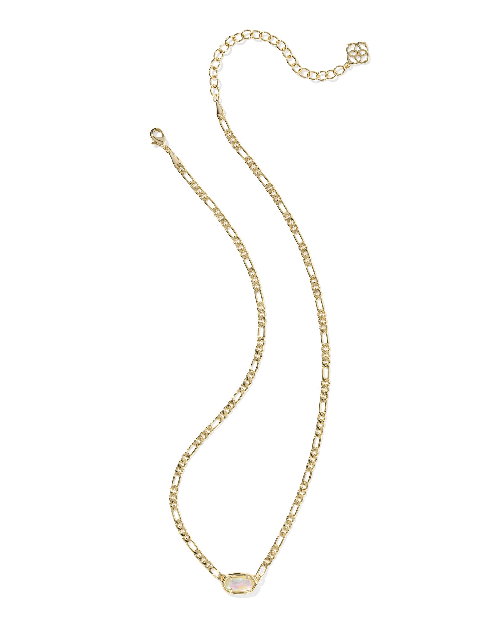 Kendra Scott Elisa Figaro Chain Short Pendant Necklace - Gold Iridescent Abalone