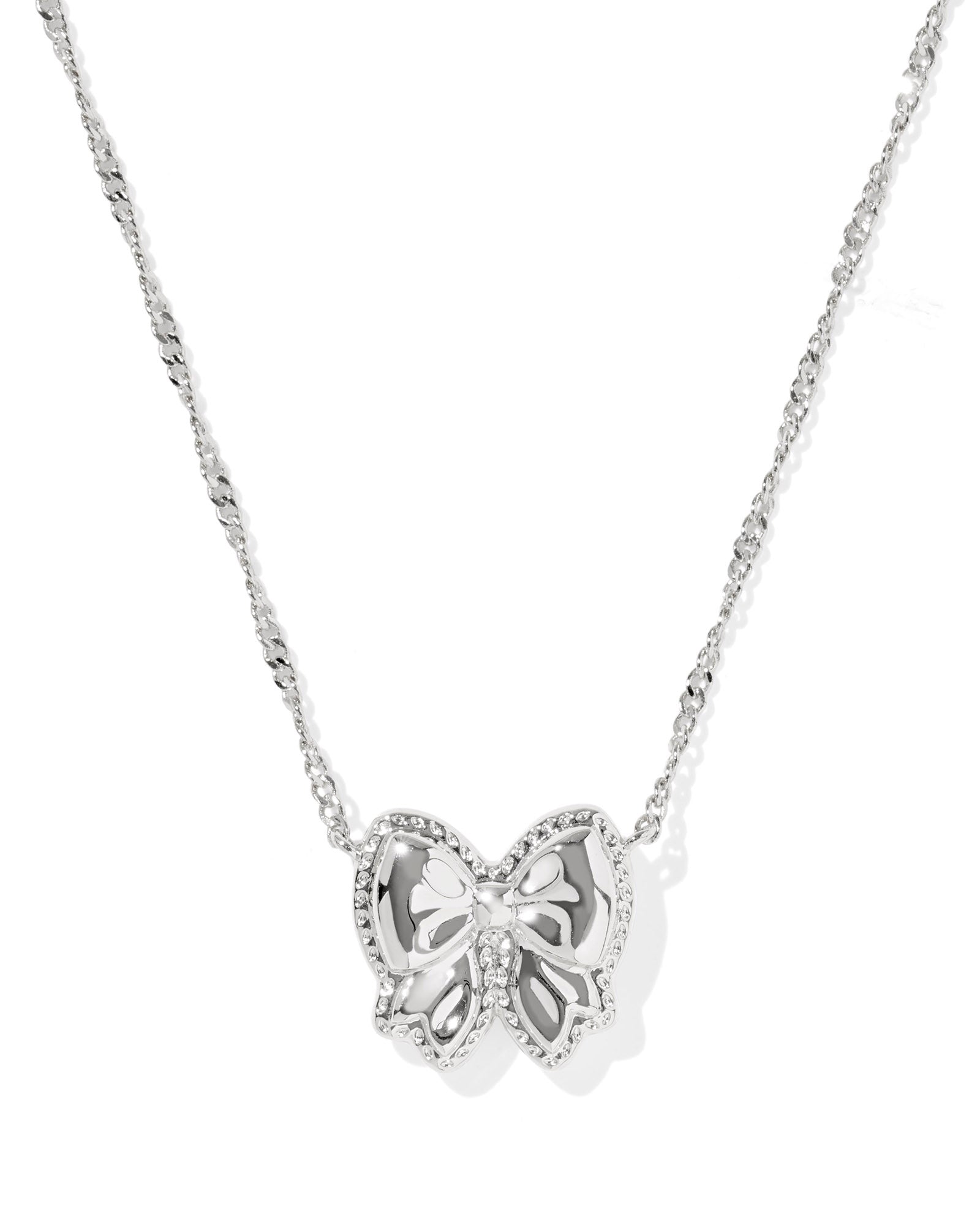 Kendra Scott Haley Bow Short Pendant Necklace - Silver Ivory Mother Of Pearl