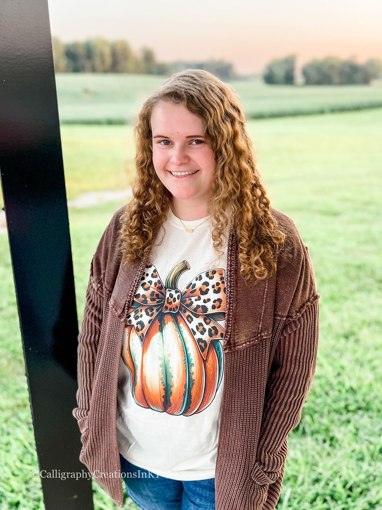Leopard Bow Pumpkin Tee *FINAL SALE*