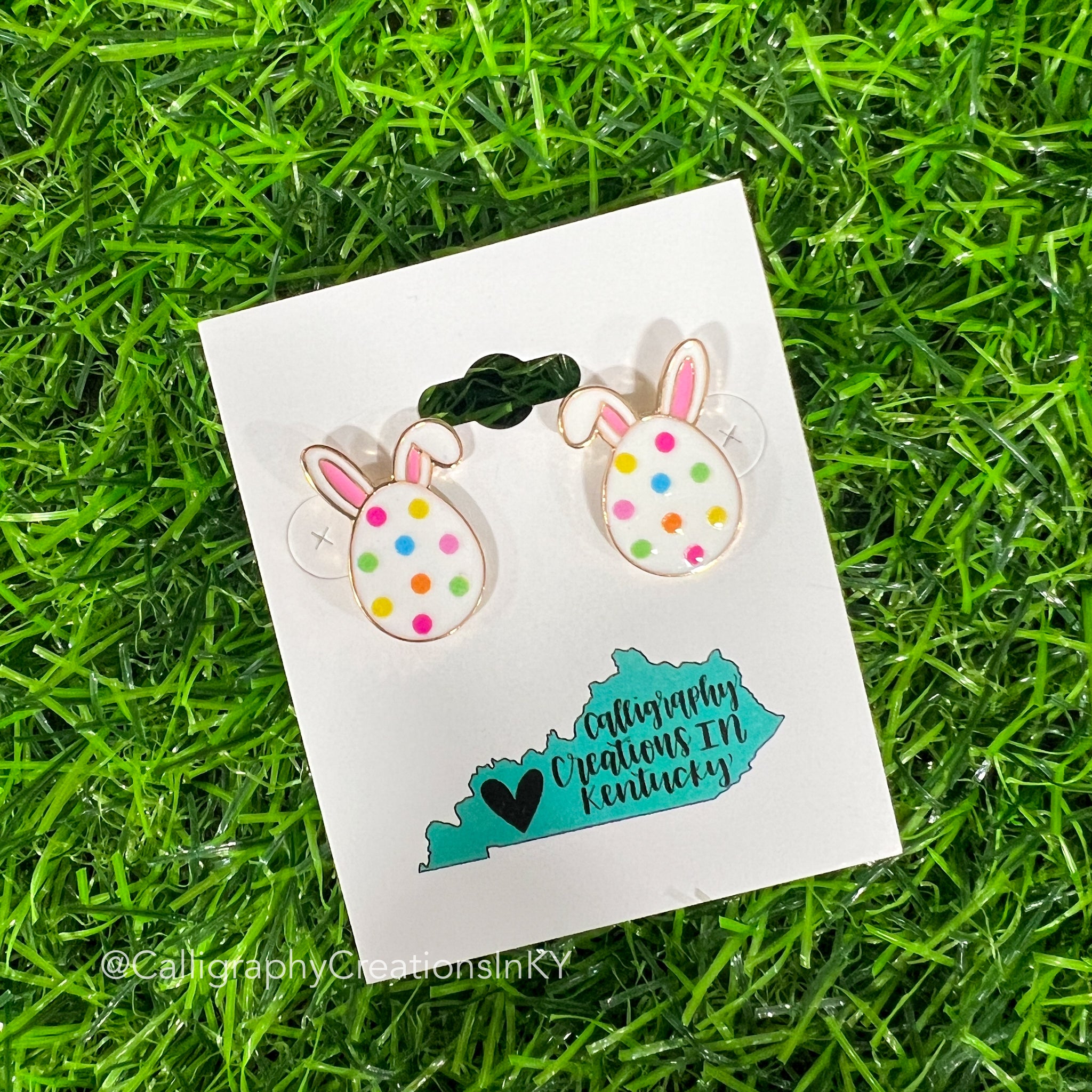 Bunny Egg Stud Earrings - Polka Dot
