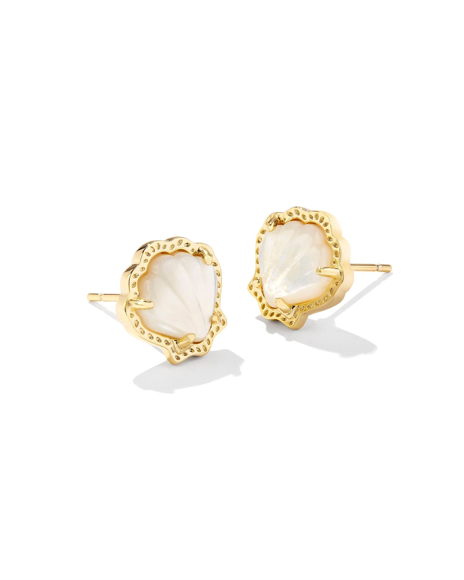 Kendra Scott Brynne Shell Stud Earring - Gold Ivory Mother Of Pearl