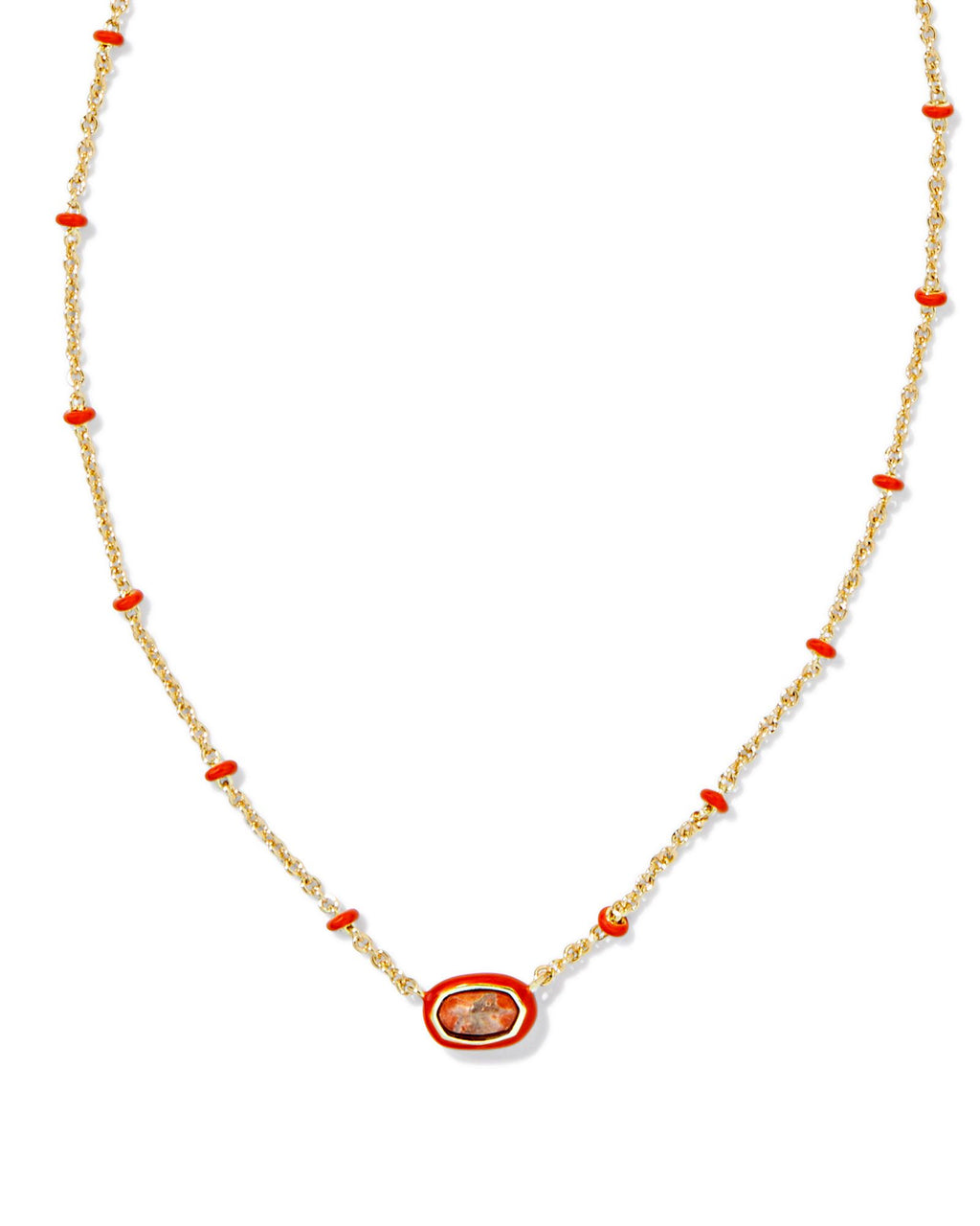 Kendra Scott Mini Elisa Enamel Frame Short Pendant Necklace - Gold Variegated Orange Magensite