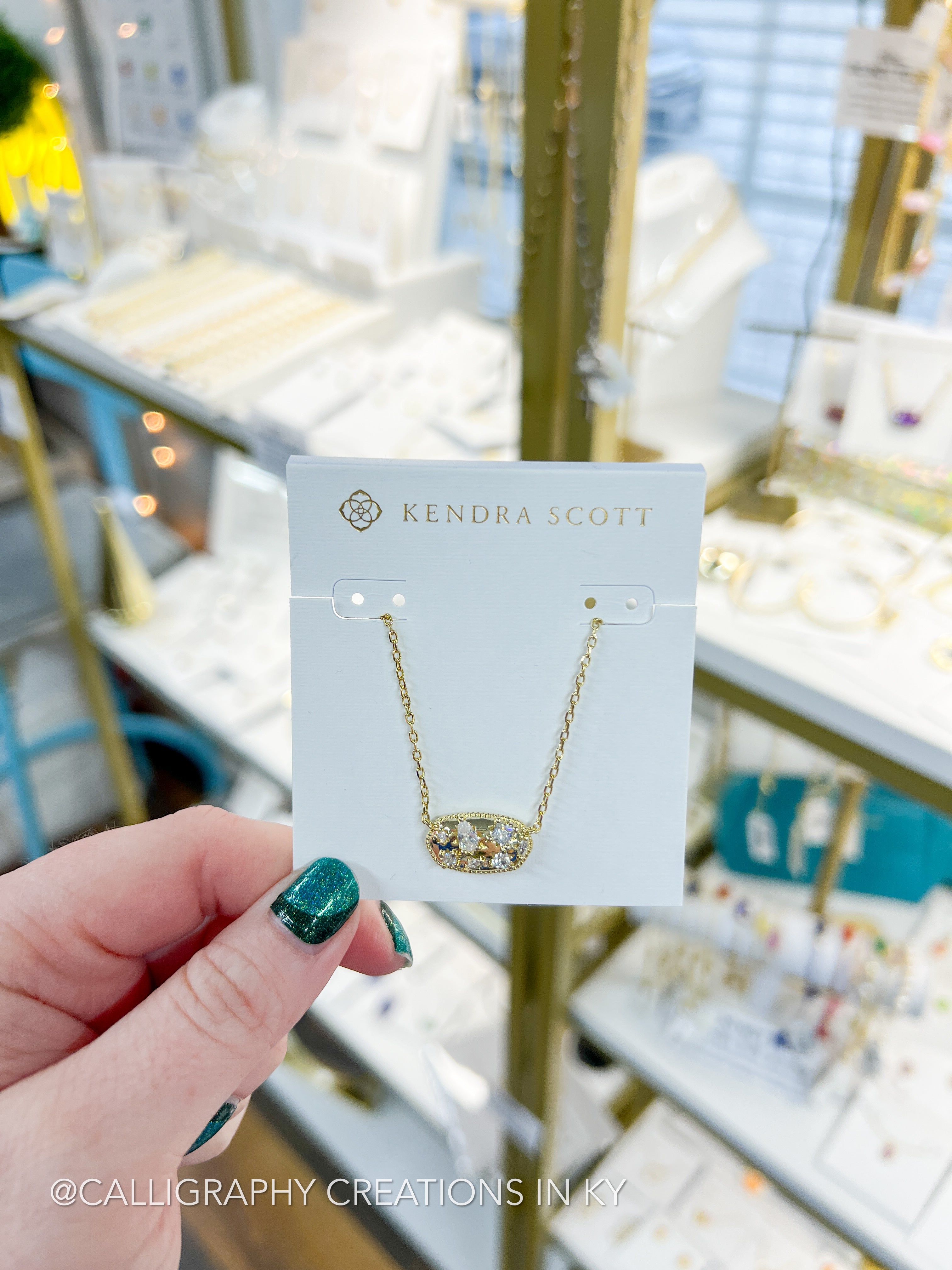 Kendra Scott Holland Crystal Short Pendant Necklace - Gold White Crystal