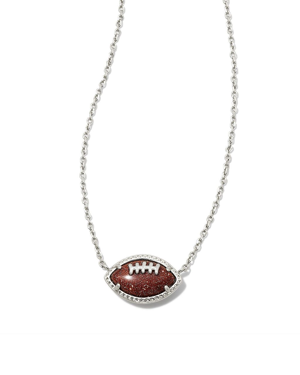 Kendra Scott Football Gold Short Pendant Necklace - Silver Orange Goldstone
