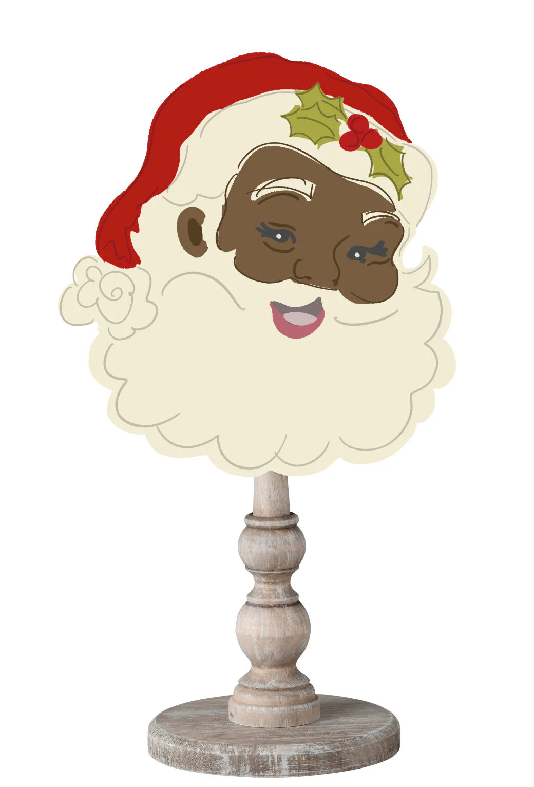 Dark Skin Tone Jolliest Red Santa Topper - Doodles By Rebekah
